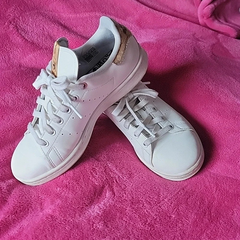 Adidas Women's Stan Smith Disney Edition White Sneakers with Tan Accents - Picture 2 of 6